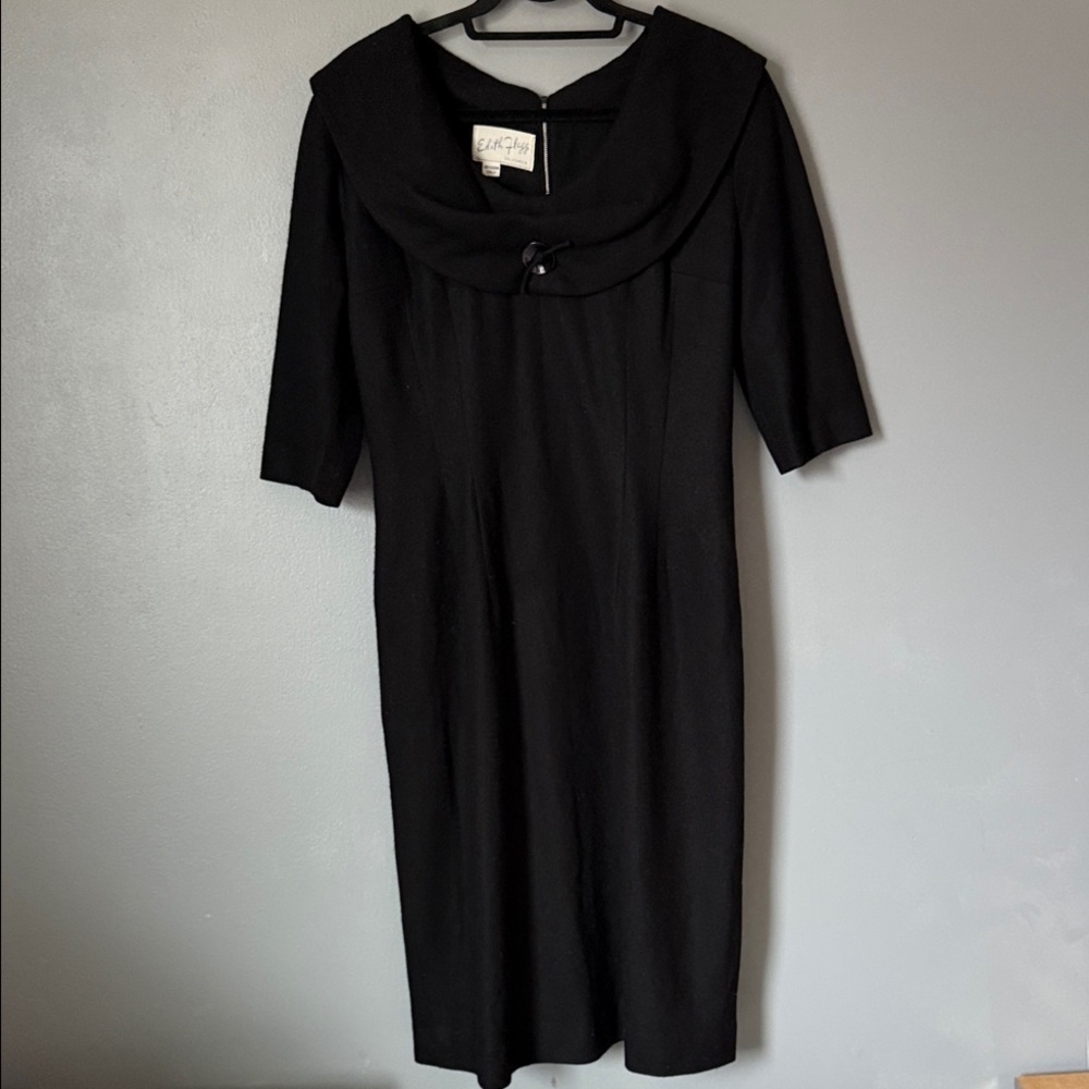 Edith‎ Flagg Vintage Women’s 60/70’s Mod LBD Midi Pencil Dark Academia Dress